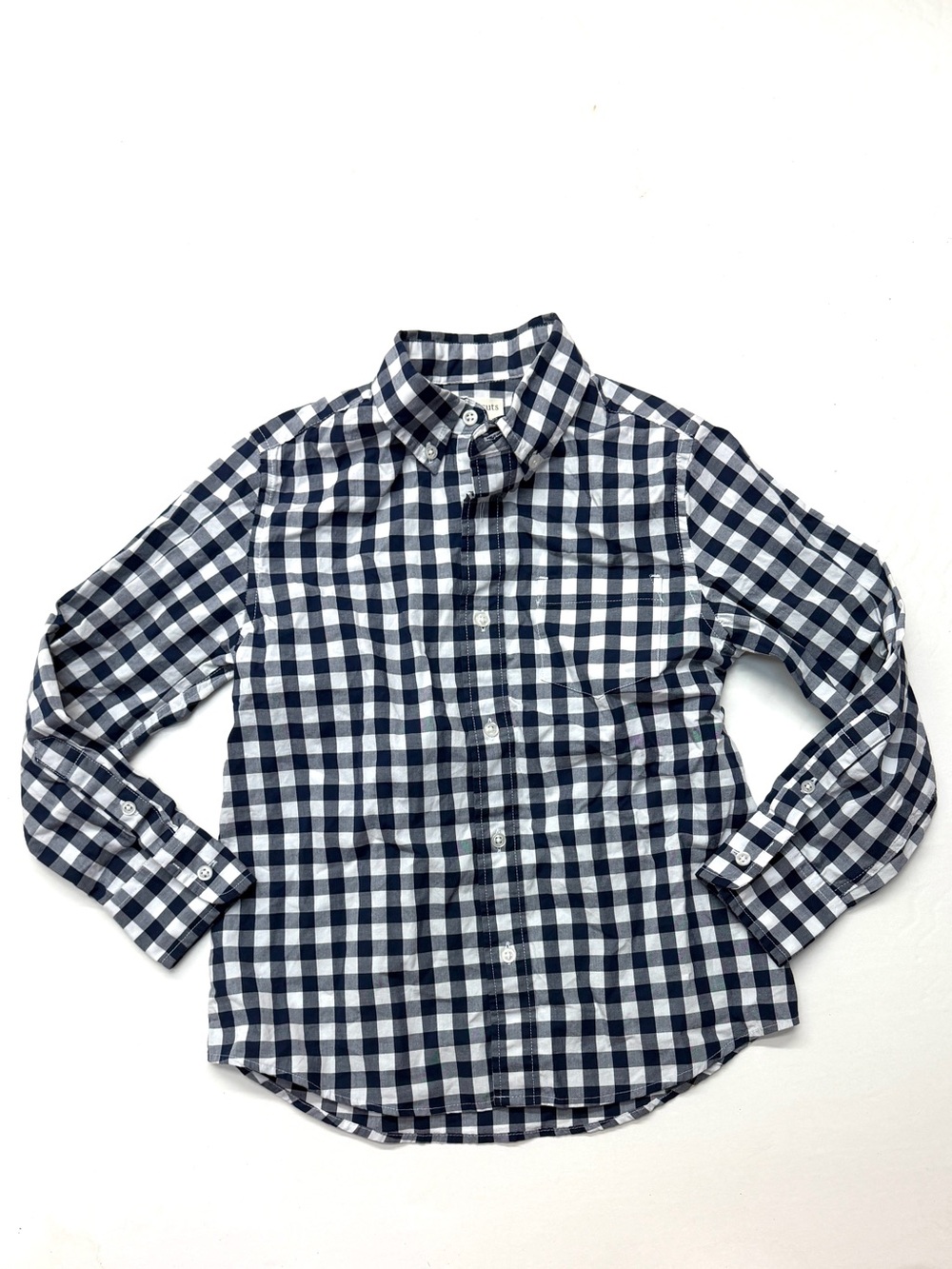 Crewcuts Navy Blue & White Gingham Button-Down Shirt Preppy